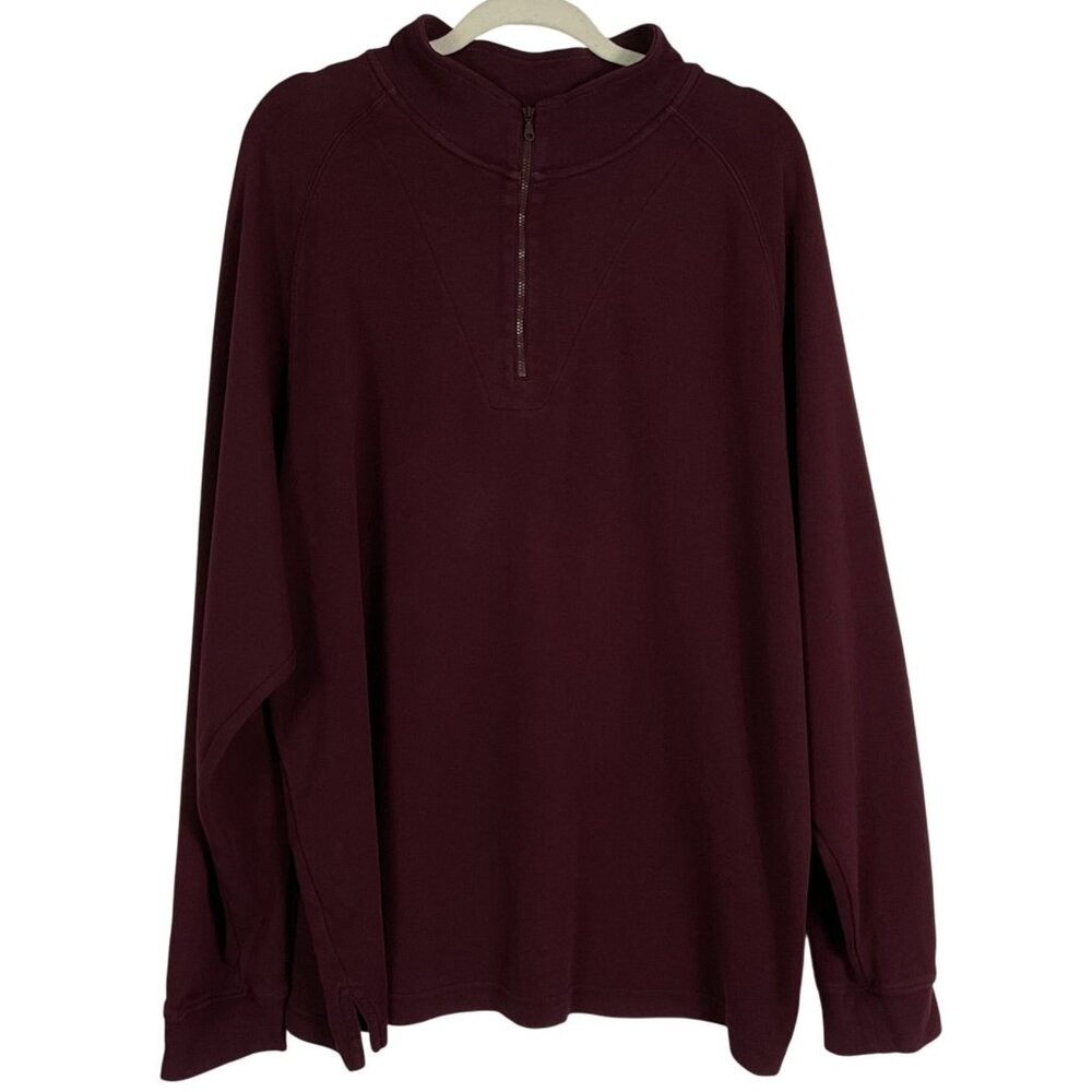 Jos A. Bank Leadbetter Golf Pullover 1/4 Zip Maroon 100% Cotton Men XXL